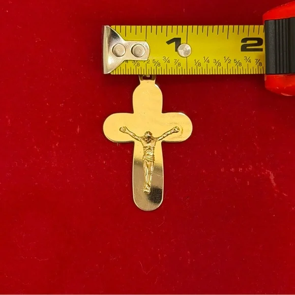 925 Sterling Silver 18K Gold Plated Jesus Cross Pendant Approx. 6g Unisex